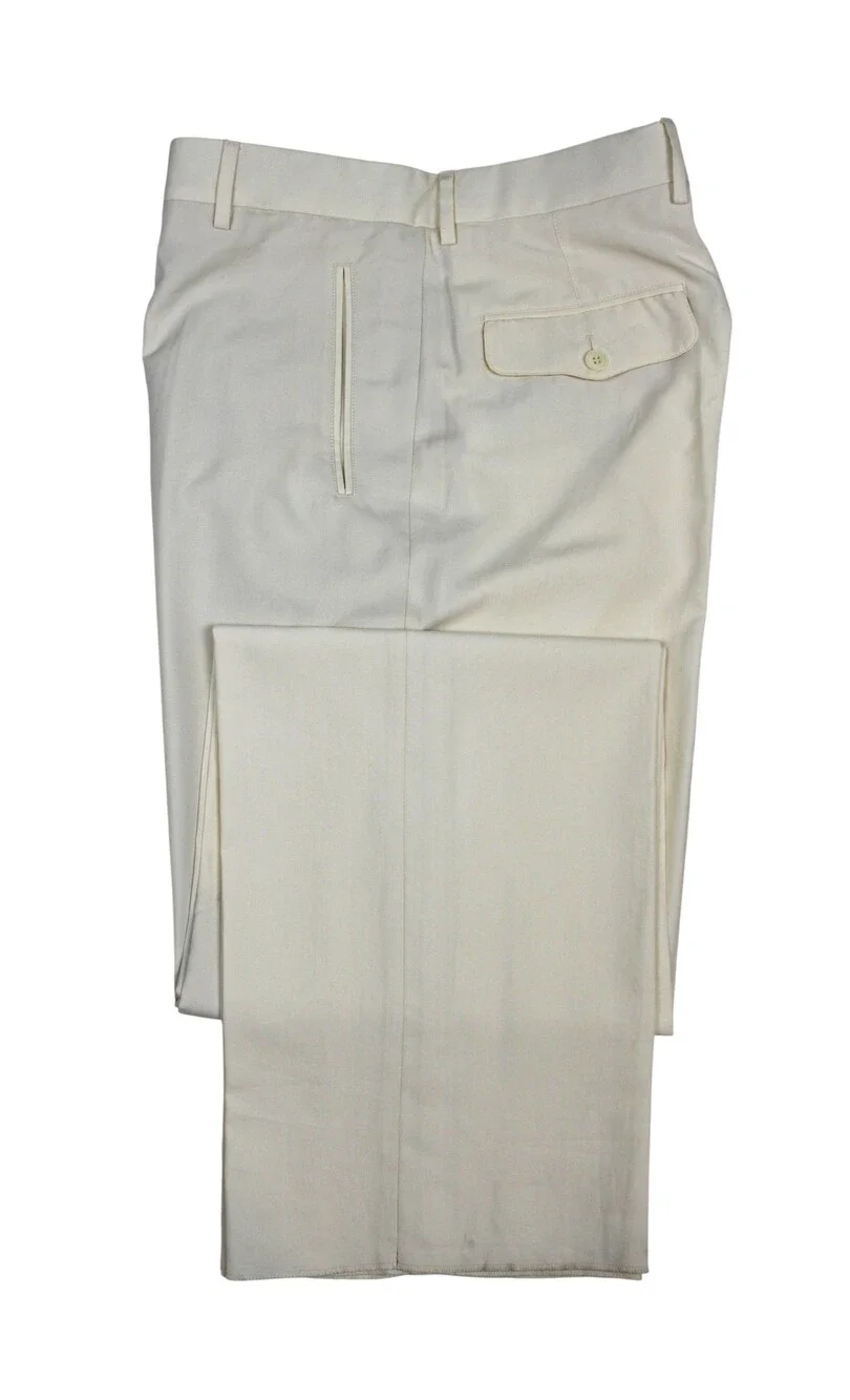 Giorgio Armani Dress Pants Mens 34 (50 EU) Off White Italy Cotton Flat Front